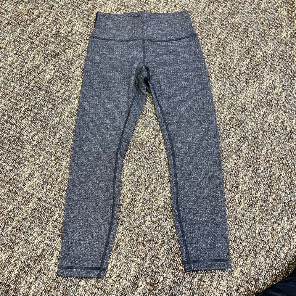 Lululemon Wunder Under Crop II Diamond Jacquard Space Dye Black Slate Size 8